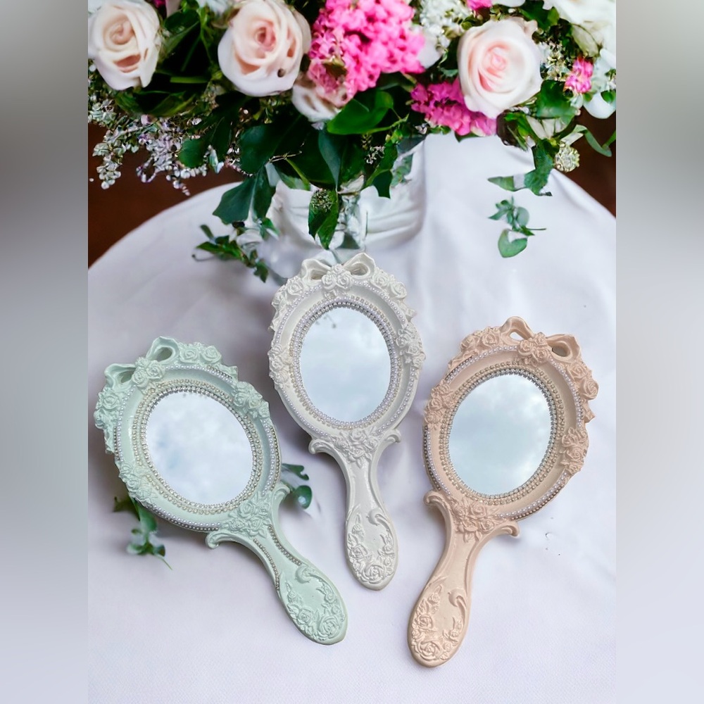 Handmade decorated mirror. Vanity mirror. Makeup mirror. Mirror for bride. Gift